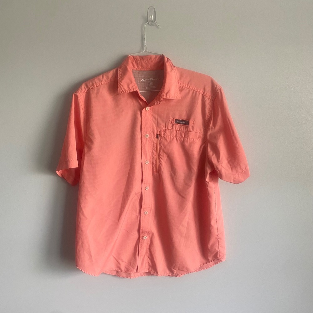 Eddie Bauer Hiking Fishing Button Up Vented Ripstop Outdoor Shirt Size Large